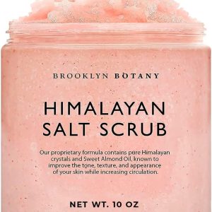 Brooklyn Botany Himalayan Salt Body Scrub - Moisturizing and Exfoliating Body, Face, Hand, Foot Scrub - Fights Stretch Marks, Fine Lines, Wrinkles - Great Gifts for Women & Men - 10 oz