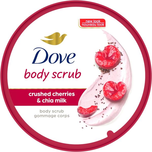 Dove Exfoliating Body Polish Crushed Cherries & Chia Milk Skin Care for Revitalized Skin Formulated with 1/4 Moisturizing Cream 10.5 oz - Image 3