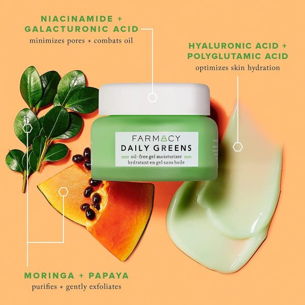 Farmacy Daily Greens Oil Free Gel Face Moisturizer - Daily Facial Moisturizing Cream with Hyaluronic Acid - New Fragrance-Free Formula, Trial Size 8ml - Image 2