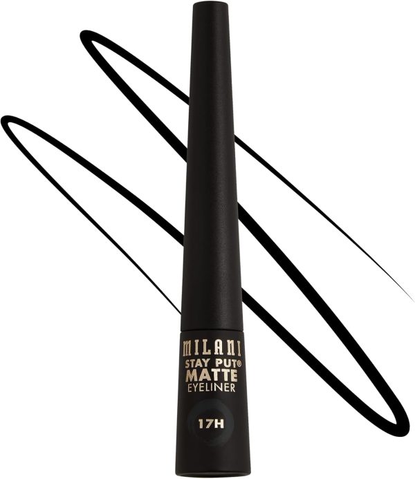 Milani Stay Put Matte 17HR Liquid Eyeliner - Black Matte (0.09 Fl. Oz.) Vegan, Cruelty-Free Liquid Eyeliner - Line & Define Eyes with High Pigment Shades for Long-Lasting Wear