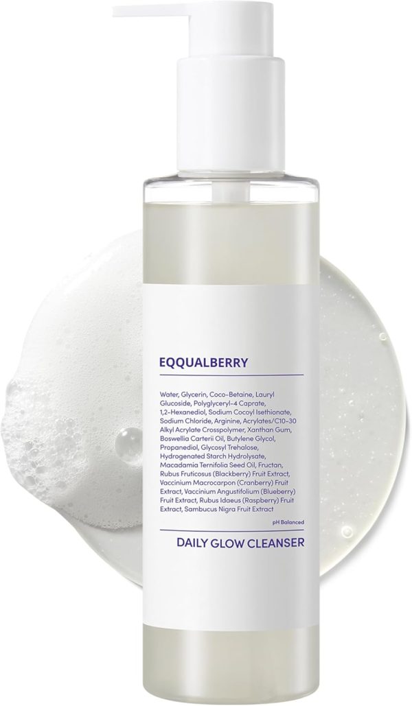 pH Balanced Daily Glow Gel Cleanser 7.1 fl oz. 210ml Moisturizing finish, Gentle Gel Cleaning, Korean Skincare EWG Green
