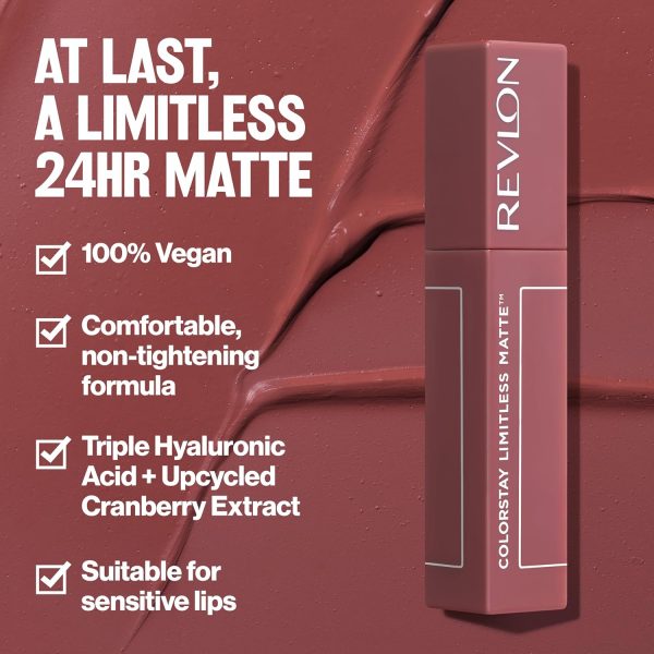 REVLON Lipstick, ColorStay Limitless Matte Liquid Lipstick, Vegan Formula, No-Budge Matte, Longwear Lipstick, Long Lasting, Lightweight/Comfortable, Waterproof, 006 Manifest, 0.17 fl oz - Image 3