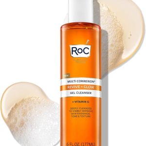 RoC Multi Correxion Revive + Glow Gel Facial Cleanser With Vitamin C, & Glycolic Acid, Paraben-Free, Sulfate-Free Skin Care, 6 Ounces