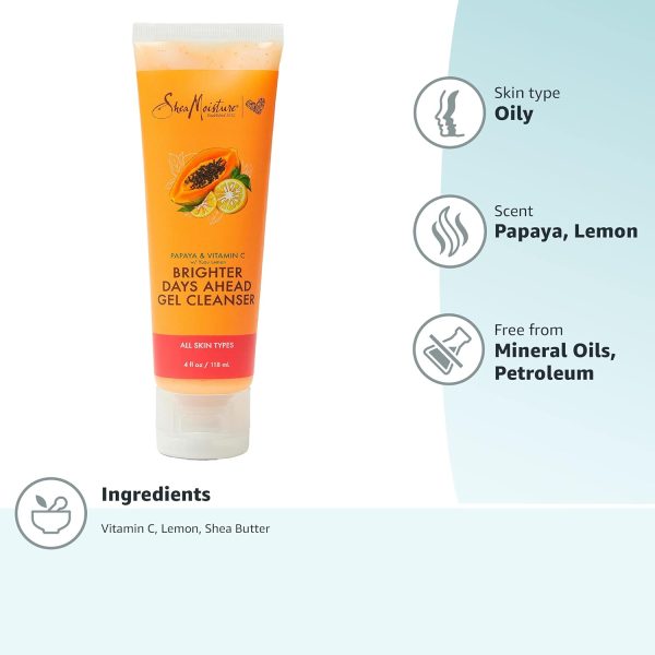 Sheamoisture Gel Cleanser For Dull, Uneven Skin Tone Papaya and Vitamin C Face Cleanser For Uneven Skin Tone 4 oz - Image 10