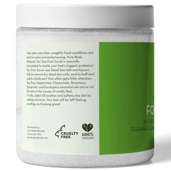 Tea Tree Oil Foot Scrub, 12 ounces - Cleanses and Exfoliates - Attacks the Cause of Smelly Feet - Great for Athletes - by Pure Body Naturals - Image 6